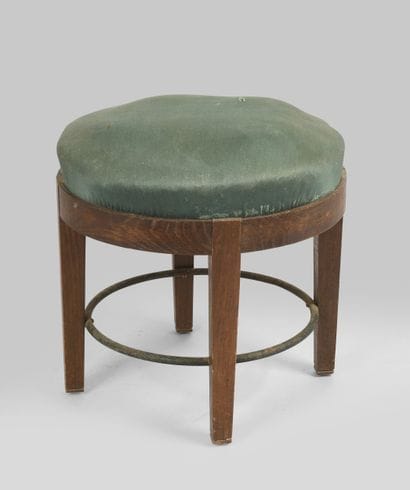 Art Deco work
Small circular oak stool, green...