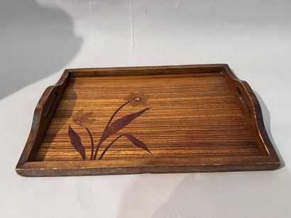 Théodore LEGRAS
Wooden tray with inlaid floral...