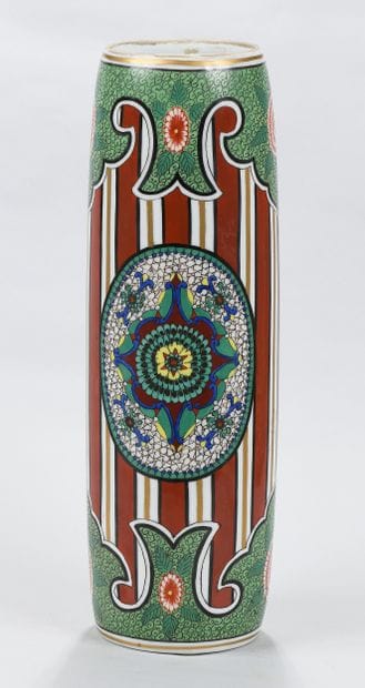 LIMOGES
Tapered porcelain vase with polychrome...
