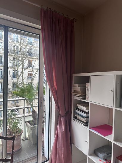 Four pairs of CURTAINS with four gilded metal...