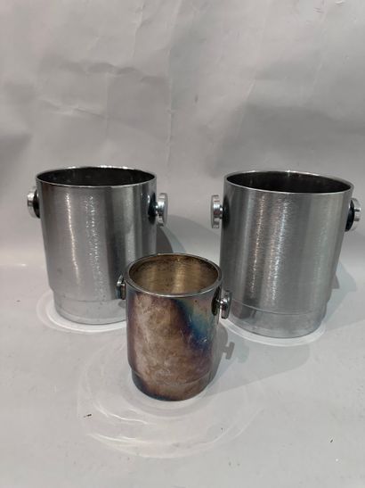 Pair of modernist silver-plated champagne...