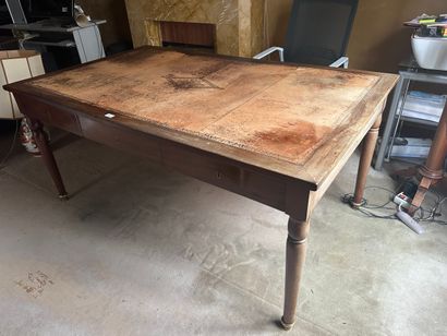 Large double-sided flat desk in mahogany...