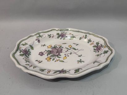 Polychrome enameled earthenware dish with...