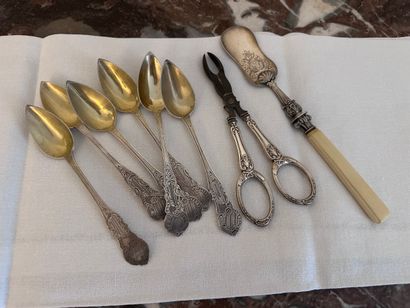 Six small silver gilt spoons in the rocaille...