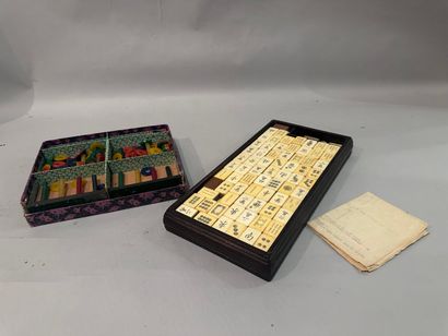 CHINA - Mahjongg GAME and CHIP BOX. Dama...