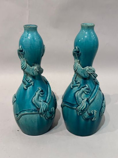 CHINA - Pair of celadon-glazed porcelain...
