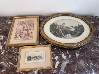 Set of three various ENGRAVINGS: 