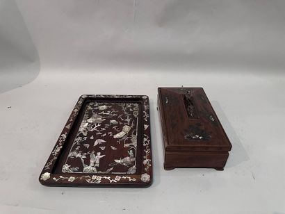 INDOCHINA - Mother-of-pearl inlaid wooden...