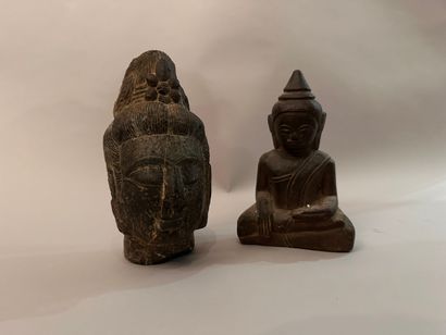 CHINA - Buddha head in hard stone. Modern...