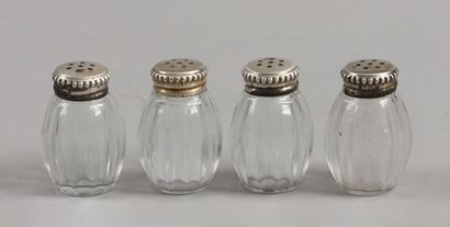 CHRISTOFLE - Four glass SALIERES set in sterling...