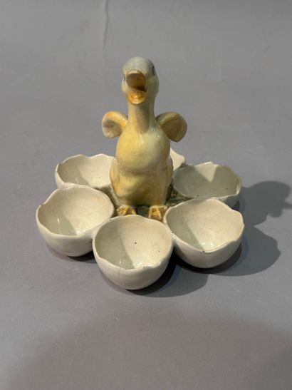 KELLER & GUERIN
Ceramic egg holder with canary...