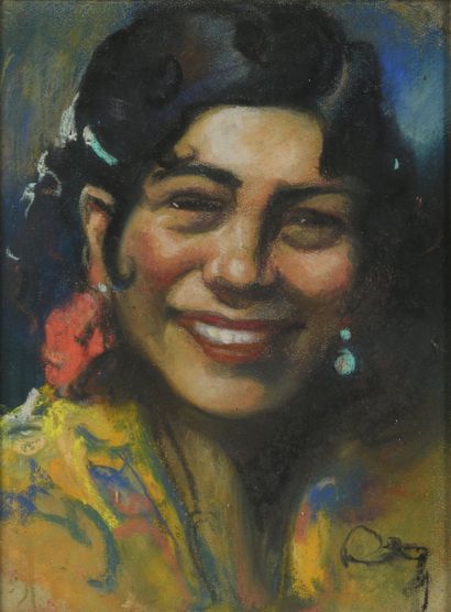 Louis FORTUNEY (1875-1951)
Smiling gypsy
Pastel,...