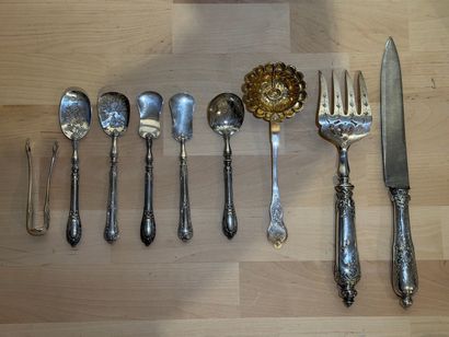 Set of mismatched silver and silver-plated...