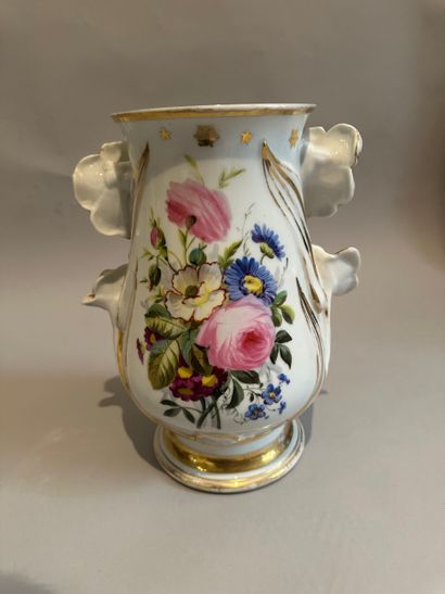 Paris porcelain baluster vase with floral,...