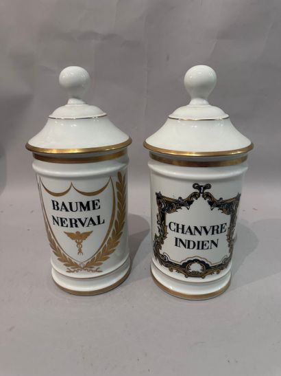 Pair of polychrome and gilt enameled porcelain...