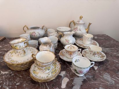 CASE: PORCELAIN COFFEE SET with polychrome...