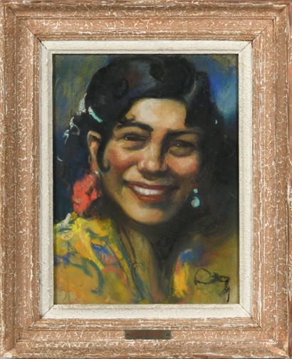 Louis FORTUNEY (1875-1951)
Smiling gypsy
Pastel,...