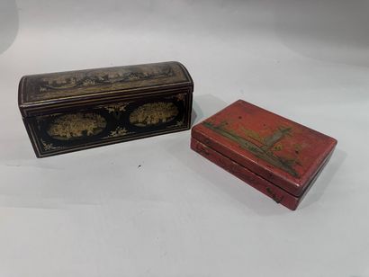 JAPAN - Black lacquered and gilded wooden...