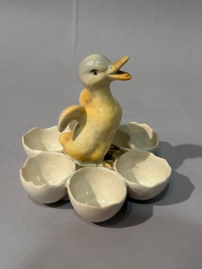 KELLER & GUERIN
Ceramic egg holder with canary...