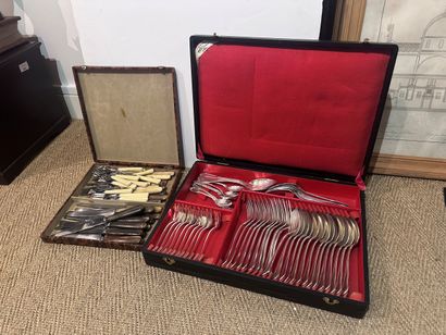 Set of mismatched silver-plated flatware...