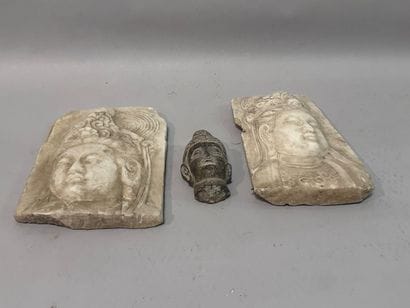 CHINA - Two hard stone PLAQUES carved with...
