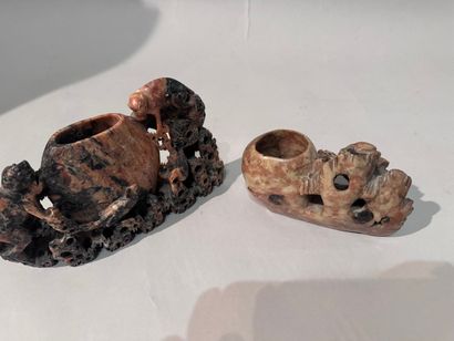 CHINA
Two LARDSTONE ENCRIERS or RINSE-PINKS...
