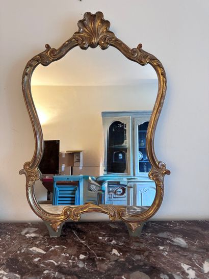Gilded and stuccoed wood MIRROR decorated...