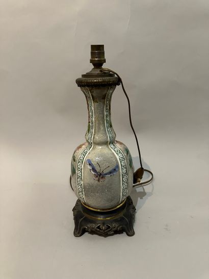 VASE mounted as a lamp in glazed ceramic...