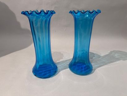 Pair of bluish glass VASES in the style of...