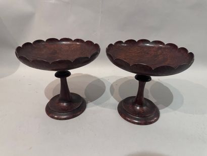 Pair of COUPES on burr wood pedestals signed...