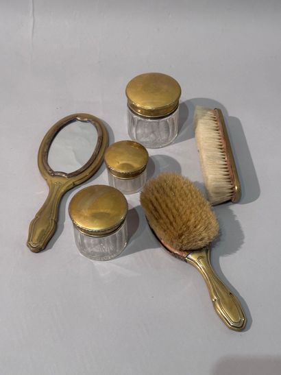 Gilded brass mounted TOILET SET including:...