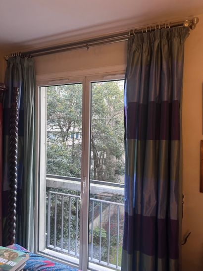 Four pairs of CURTAINS with four gilded metal...
