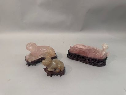 CHINA - Two carved hard stone SUBJECTS featuring...