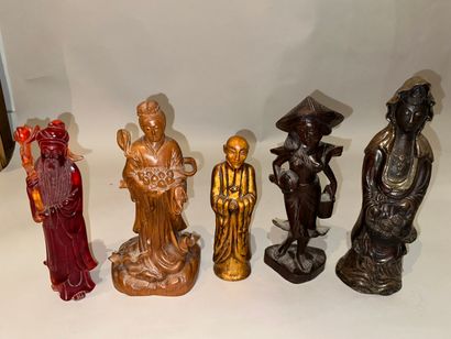 Set of five SUJETS including: GUANYIN in...