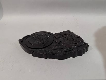 CHINA - Carved wood ENCRIBER decorated with...