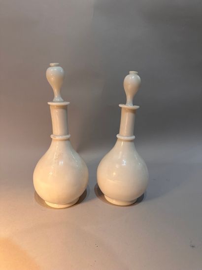 Pair of white opaline baluster VASES. Minor...