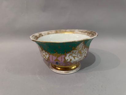 CUP on pedestal in polychrome and gilt enameled...