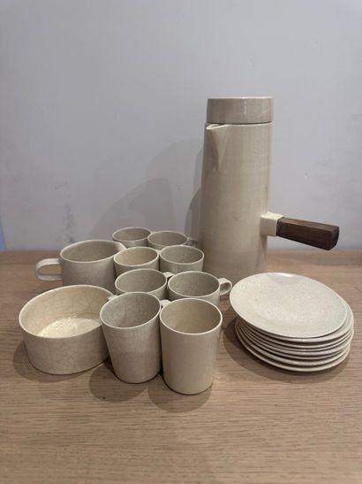 FRANCON - Cream earthenware COFFEE SERVICE...