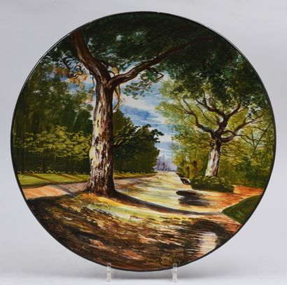 Large round FLAT in Faenza ceramics with...