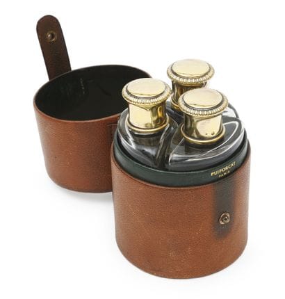 PUIFORCAT
Three glass FLACONS and 925/°°...