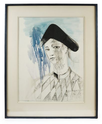Janine JANET (1913-2000)
Portrait of Harlequin
Watercolor...