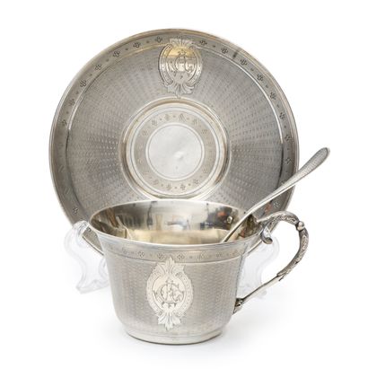 EYRAT
925/°° silver MUG, saucer and teaspoon...