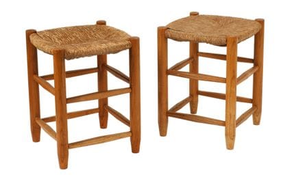 French work
Pair of ash stools with straw...