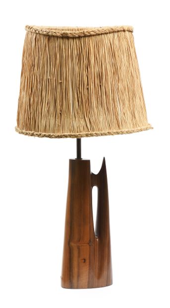 Scandinavian work
Wooden lamp, raffia lampshade
H...