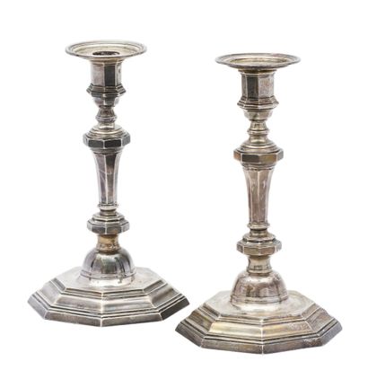 FROMENT-MEURICE
Pair of 925/°° silver CANDLES,...