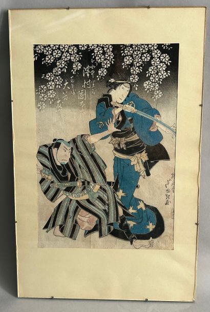 Set of three oban tate-e prints:
Utagawa...