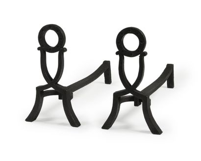 French work
Pair of wrought iron andirons...
