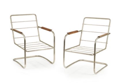 Modernist work 
Pair of chromed tubular metal...