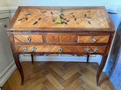 PENTE DESK in rosewood and amaranth veneer...