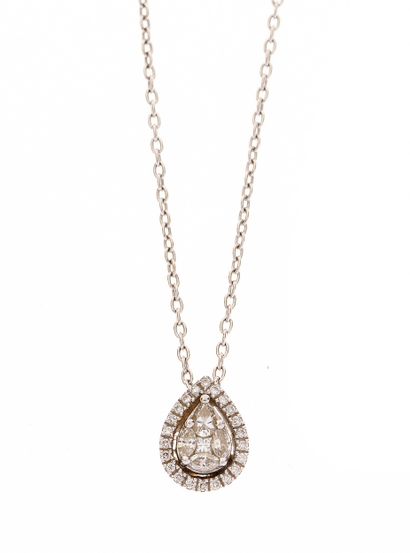 Collier et pendentif
en or blanc 18k 750°/°°,...
